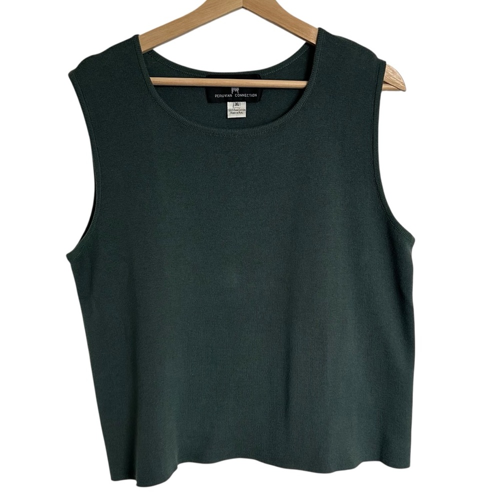 Peruvian Connection green 100% pima cotton tank top - XL